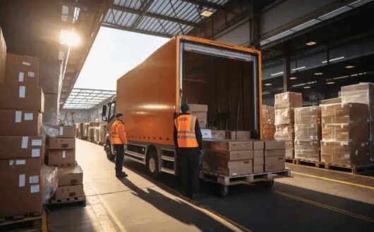 Un opérateur décharge un camion