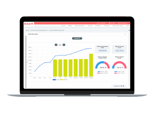 Aperçu d'écran de notre logiciel CRM Sizam