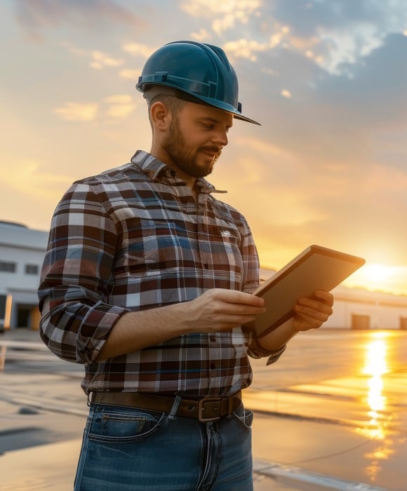 Un technicien logistique regarde les données de son logiciel supply sur tablette